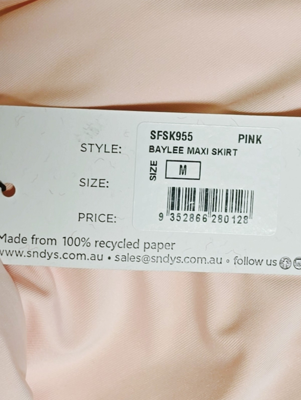 $72 NWT SNDYS x REVOLVE Baylee Skirt in Pink Medium - Picture 4 of 4